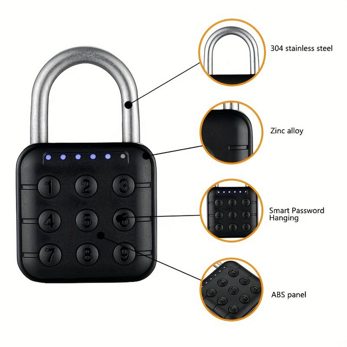 Smart Padlock With Digit Button, Locker Locker, Keyless Door Lock, Digital Button Locks For Gym Locker, School Locker, Lugguage, Backpack, Suitcase, Tool Box, IP67 Waterproof Pad Lock