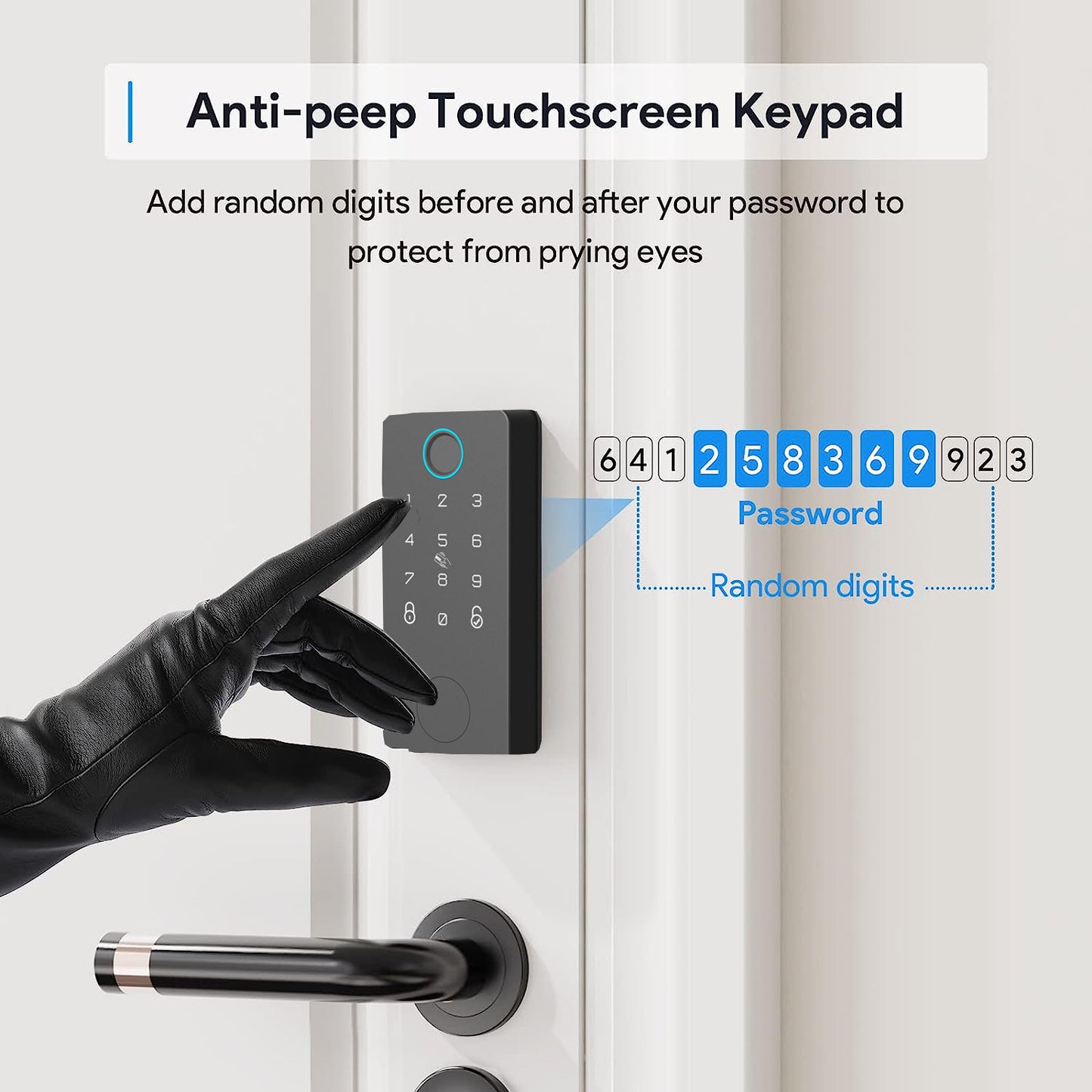 Fingerprint Door Lock, Keyless Entry Door Lock with Fobs, Touchscreen Digital Keypad Smart Lock with User codes, Auto Lock, Biometric Fingerprints Electronic Deadbolt for Front Doors, Apartments, Airbnb operators