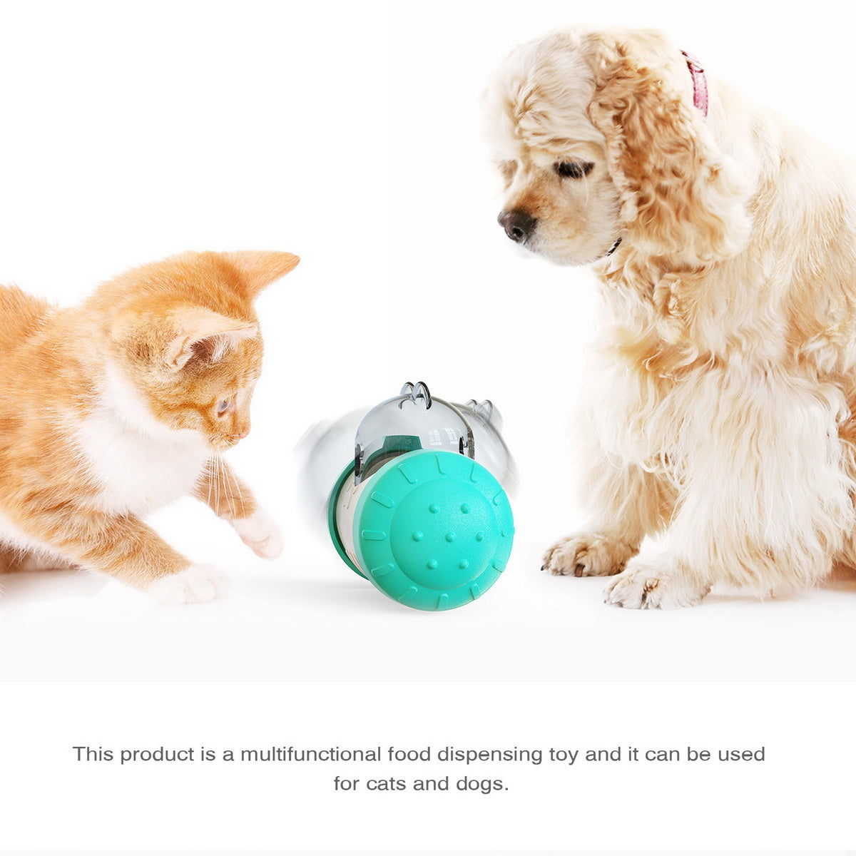 Pet Cat Dog Tumbler Food Dispensing Toy, Interactive Food Dispenser Treat Toys Feeder for Doys and Cats, Pet Fun Smart  IQ Training Ball, Puzzle Chase Toy